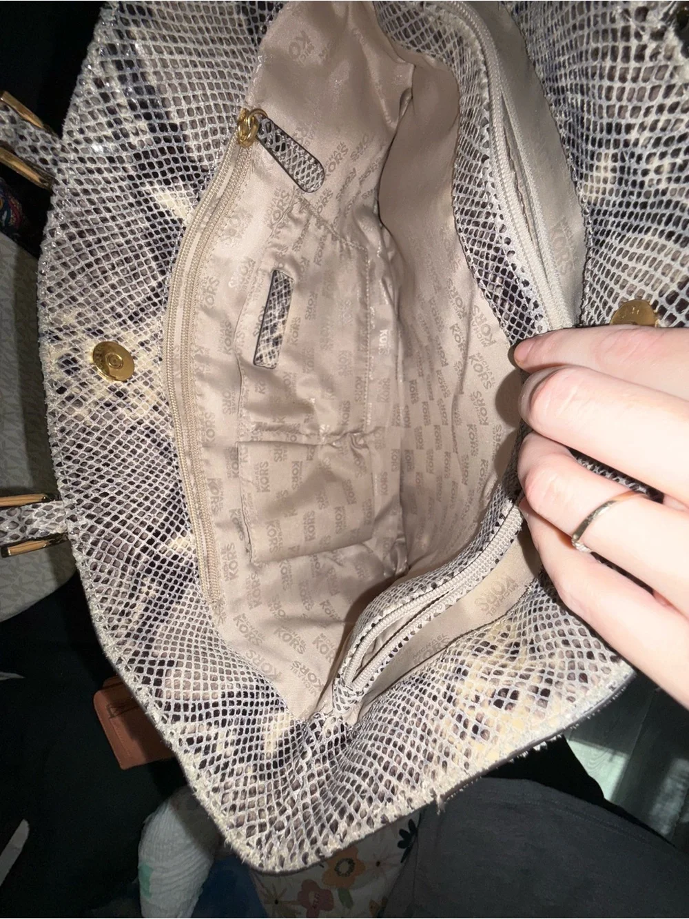 Michael Kors Snake-Print Tote Bag with Chain Handles - Neutral Tones